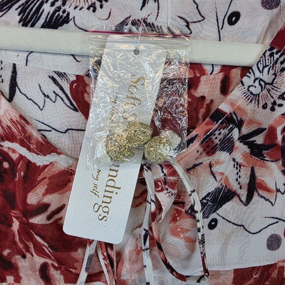 Soft Surroundings Rosada Blouse Womens Small Pink Floral Pom Pom Boho Top NWT - Picture 3 of 12